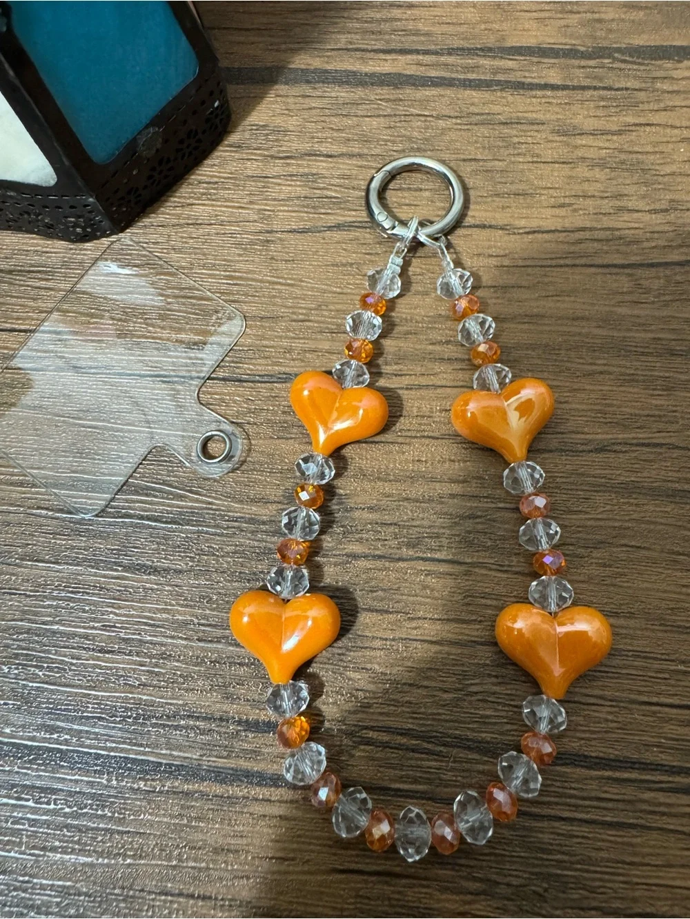 Bling Bling Crystal with Orange Hearts Phone/Key/Bag Chain #P1106